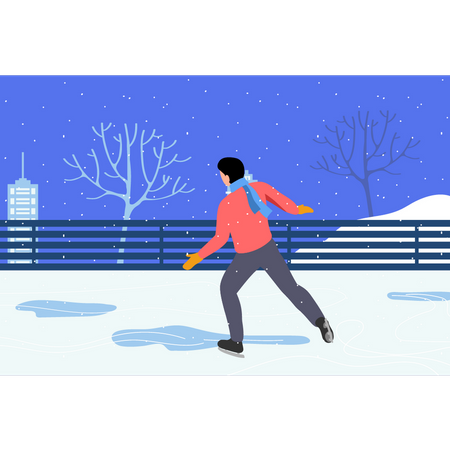 Homme appréciant le patinage sur glace  Illustration