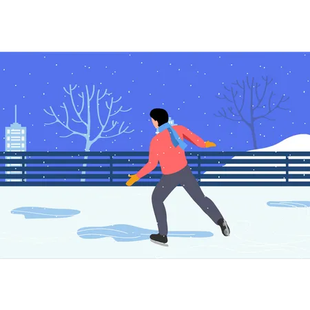 Homme appréciant le patinage sur glace  Illustration