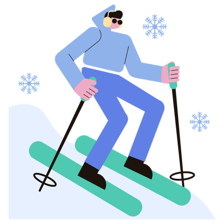 Homme appréciant le ski  Illustration