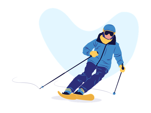 Homme appréciant le ski  Illustration