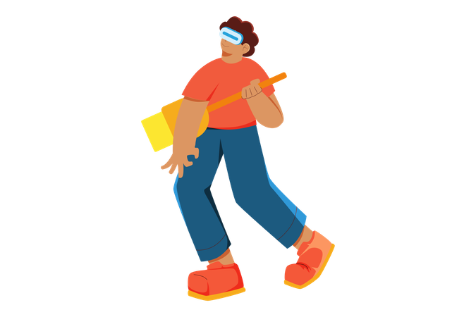 Homme appréciant un concert virtuel  Illustration