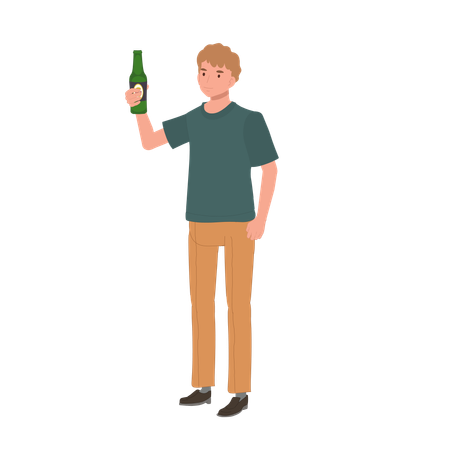 Homme appréciant la bière artisanale  Illustration