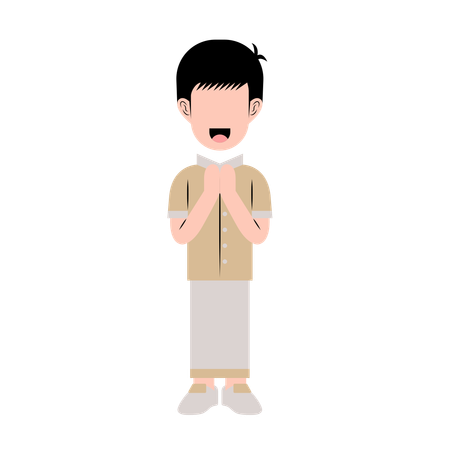 Homme arabe avec geste de voeux Eid  Illustration