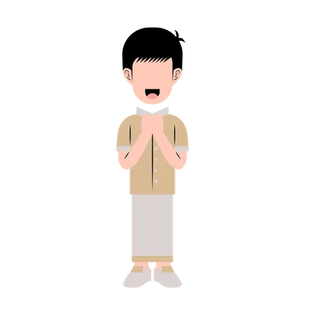 Homme arabe avec geste de voeux Eid  Illustration