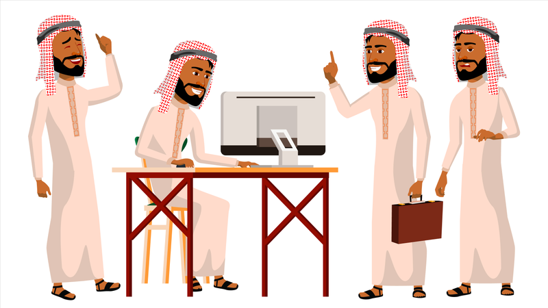 Employé de bureau homme arabe  Illustration