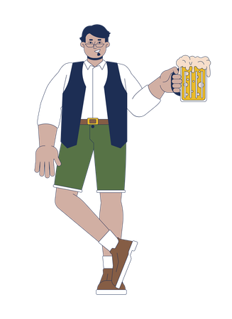 Homme arabe positif avec une chope de bière  Illustration