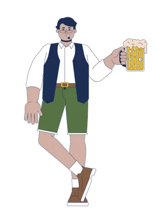 Homme arabe positif avec une chope de bière  Illustration