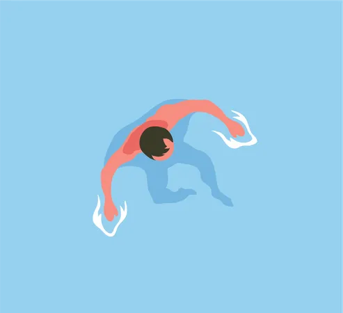 Homme assis dans la piscine  Illustration