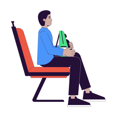 Homme assis dans un siège de transport public  Illustration