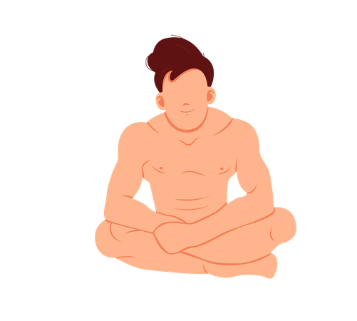 Homme assis et relaxant dans un sauna  Illustration