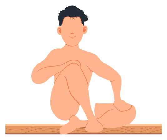 Homme assis et relaxant dans un sauna  Illustration