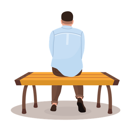 Homme assis sur un banc  Illustration