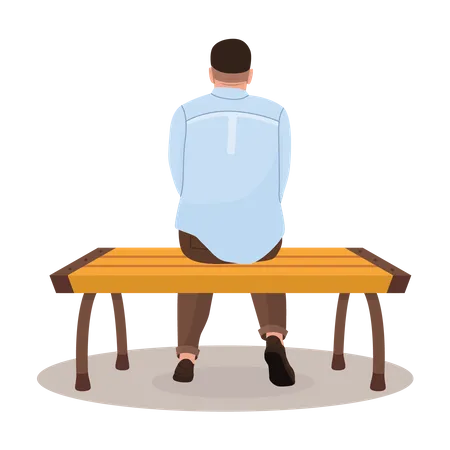 Homme assis sur un banc  Illustration