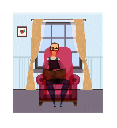 Homme assis sur un fauteuil  Illustration