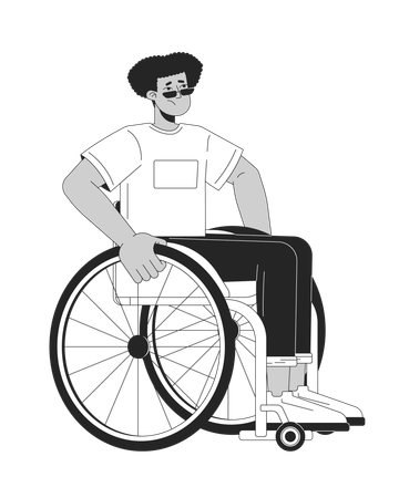 Homme assis sur un fauteuil roulant  Illustration