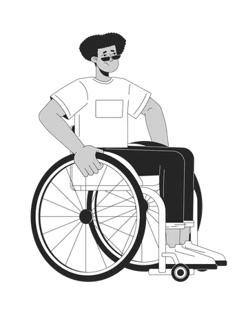 Homme assis sur un fauteuil roulant  Illustration