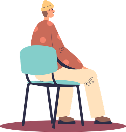 Homme assis sur une chaise  Illustration