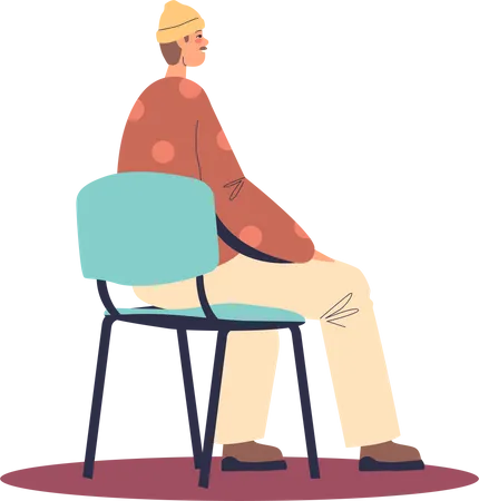 Homme assis sur une chaise  Illustration