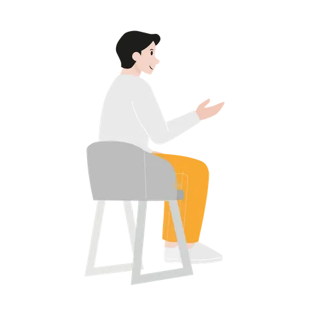 Homme assis sur une chaise et parlant  Illustration