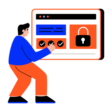 Un homme d'affaires assure la sécurité en ligne  Illustration