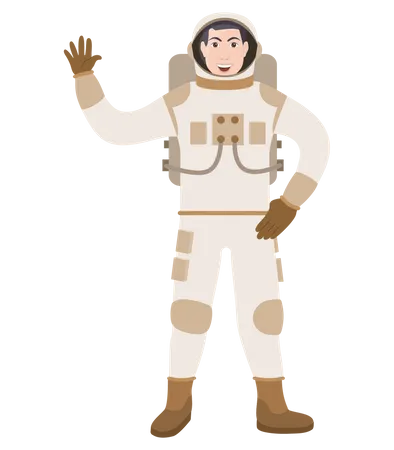 Astronaute masculin disant bonjour  Illustration