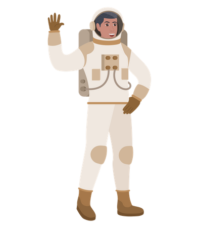 Astronaute masculin disant bonjour  Illustration