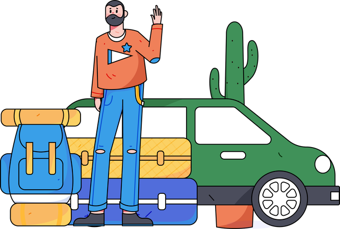 Homme attendant un taxi  Illustration