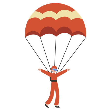 Homme au-dessus d'un nuage avec parachute  Illustration