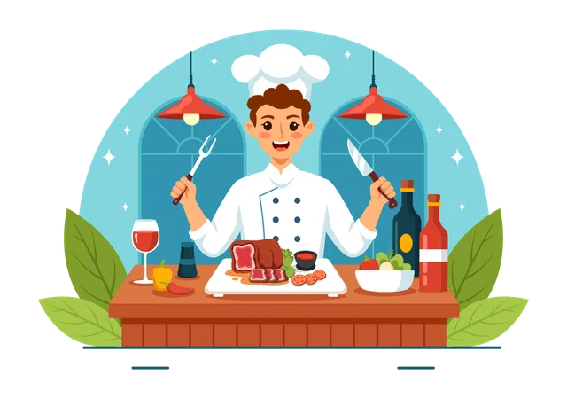 Homme au Steakhouse  Illustration