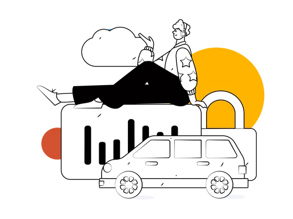 Homme avec rapport d'analyse commerciale  Illustration