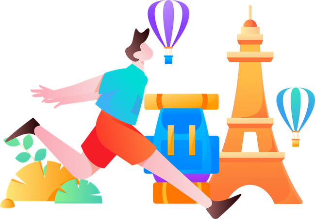 Homme avec des bagages  Illustration