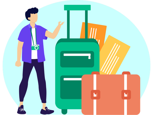 Homme avec bagages de voyage  Illustration