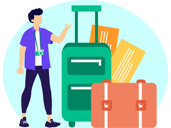 Homme avec bagages de voyage  Illustration