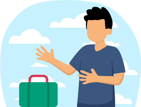 Homme avec bagages de voyage  Illustration