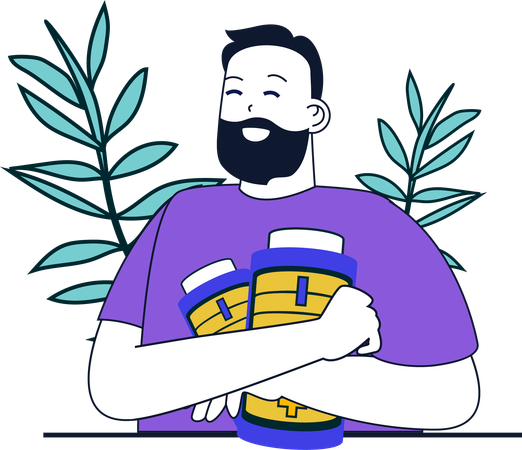 Homme avec une batterie Eco  Illustration