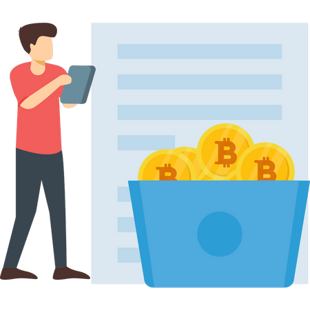 Homme avec des Bitcoins  Illustration