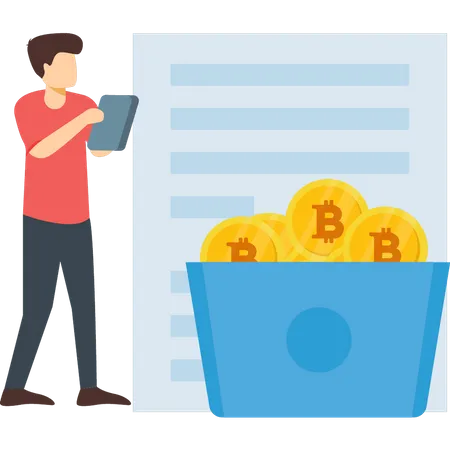 Homme avec des Bitcoins  Illustration