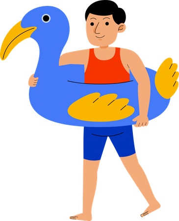 Homme avec bouée Flamingo  Illustration