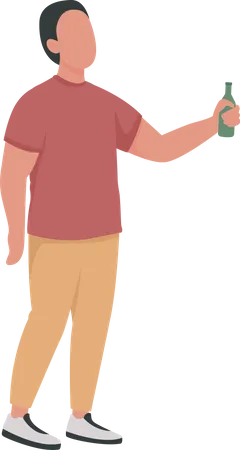 Homme avec une bouteille d'alcool  Illustration