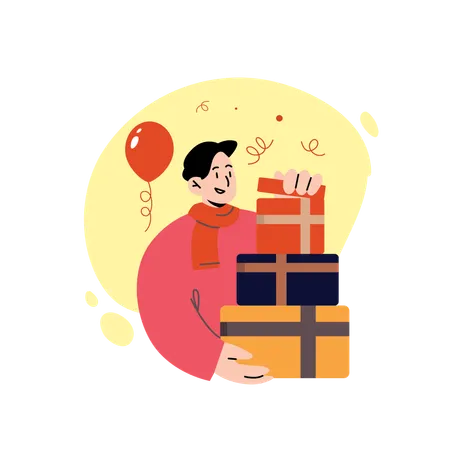 Homme avec cadeau  Illustration