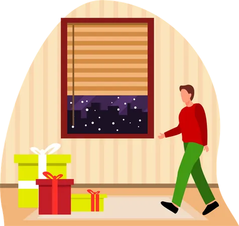 Homme avec des cadeaux de Noël  Illustration