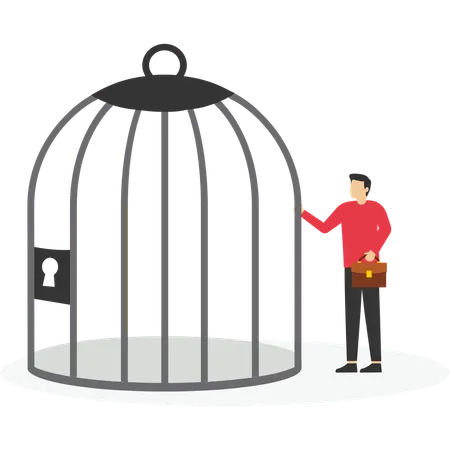 Homme avec cage  Illustration