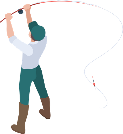 Homme avec canne à pêche  Illustration
