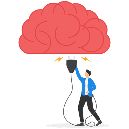 Homme avec un cerveau d'idée de charge  Illustration