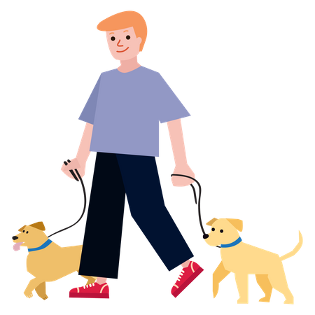 Homme avec chien  Illustration