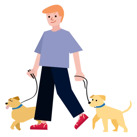 Homme avec chien  Illustration