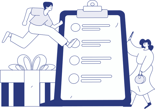 Homme avec commentaires clients  Illustration
