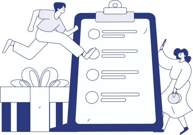 Homme avec commentaires clients  Illustration