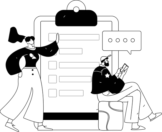 Homme avec commentaires clients  Illustration