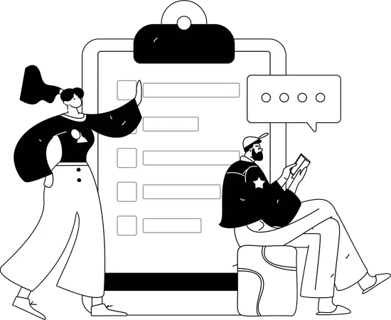Homme avec commentaires clients  Illustration